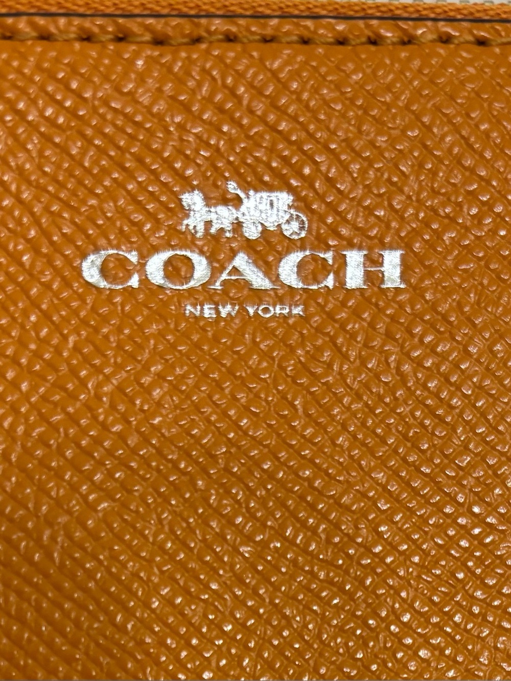 Coach mandarin orange corner-zip wristlet - Like New - Picture 3 of 6